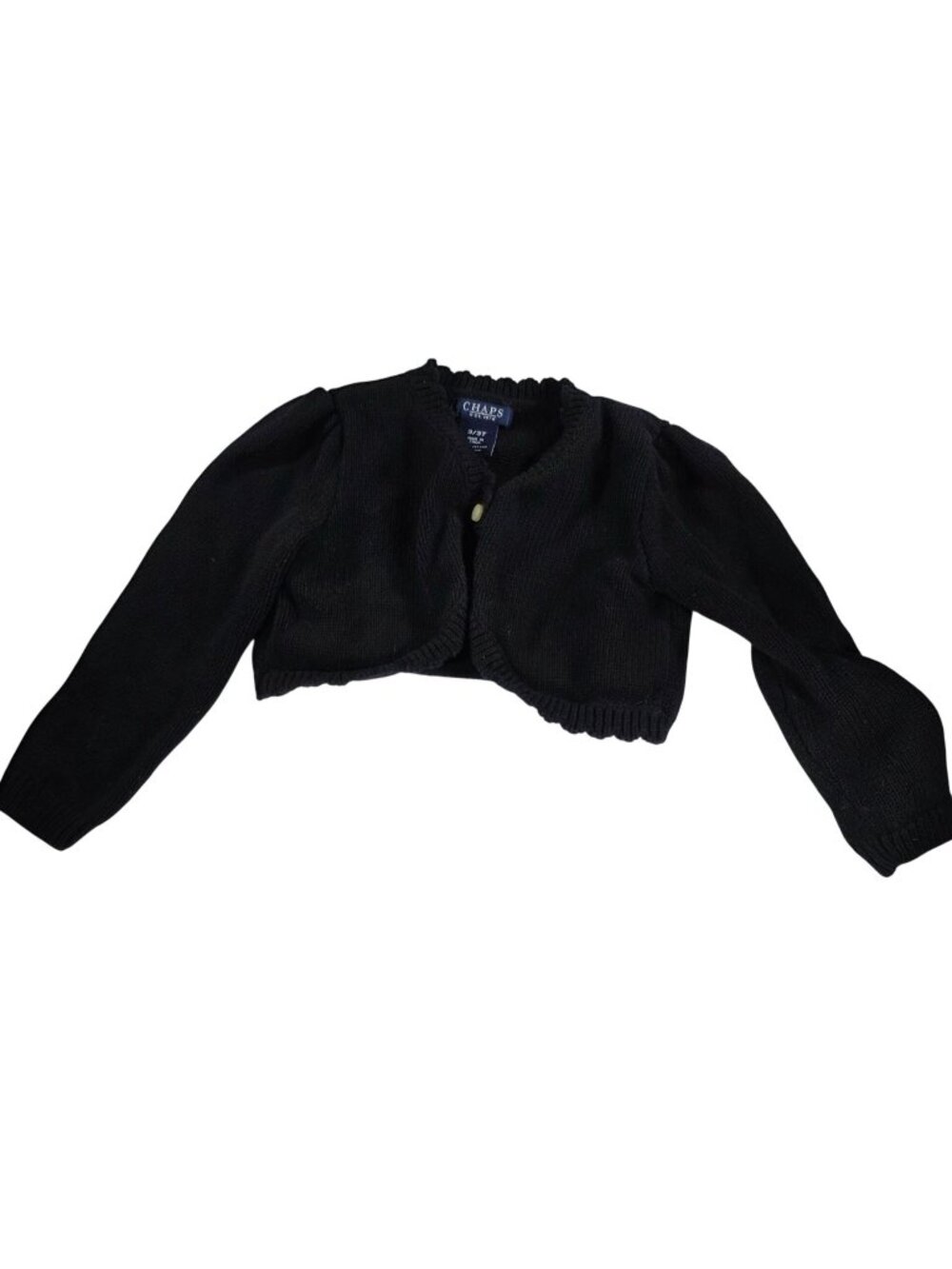 Chaps Girls Black Knit Long Sleeve Button-Front Cardigan 3T 100% Cotton